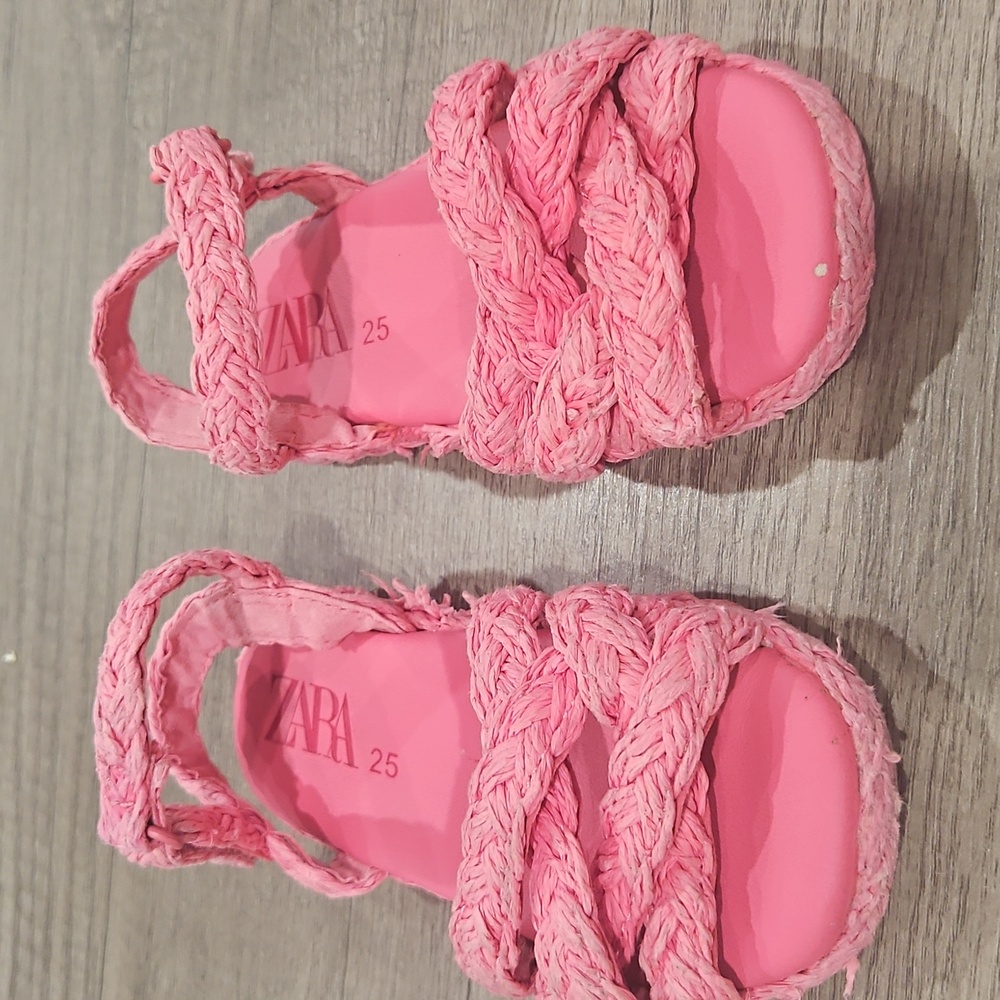 Zara Kids Pink Braided Sandals size 25 - Picture 2 of 11